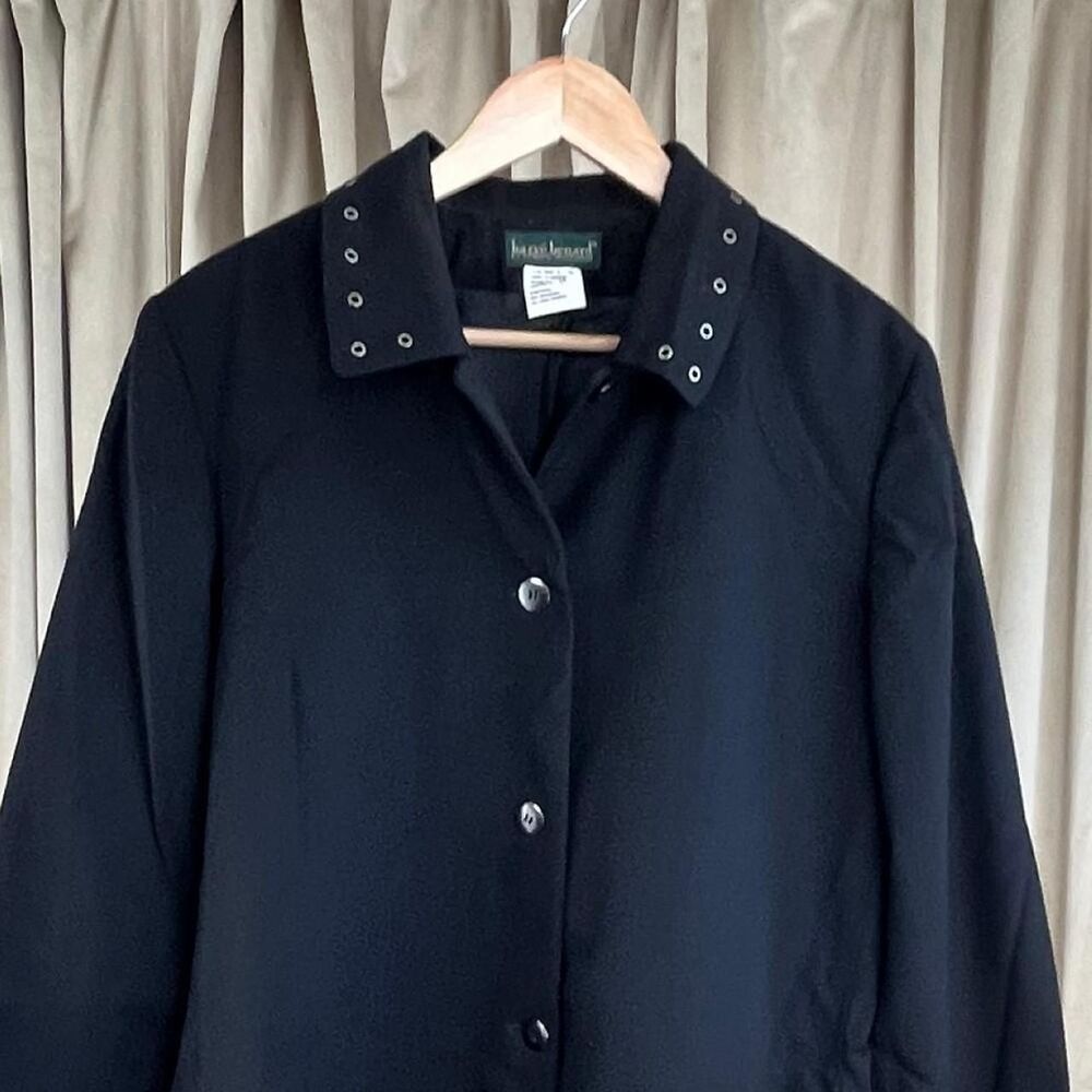 Vintage Harve Benard Black Wool Trench Coat with Eyelets - Picture 5 of 8